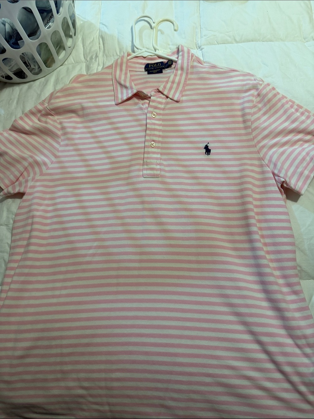 Polo by Ralph Lauren Pink and White Striped Polo Shirt
